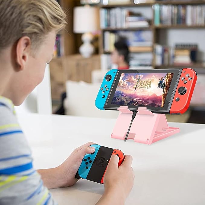 Stand Compatible with Nintendo Switch, Adjustable Switch Playstand, Foldable Phone Stand for Desk, Compact & Portable Switch Holder Accessories (Black) - Image 6