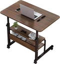 Adjustable Movable Standing Desk on Wheels Brown 31.5 * 15.7 Inch by Dekhaoxe