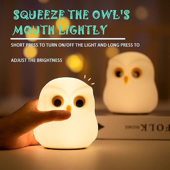 Cute Owl Kids Night Light,USB Rechargeable Cute Animal Lamps,Creative Feeding Light at Night LED Color Changing Soft Silicone Lamp Christmas Bedside Lamp Kawaii Children Room Desk Decor Birthday Gifts - Image 2