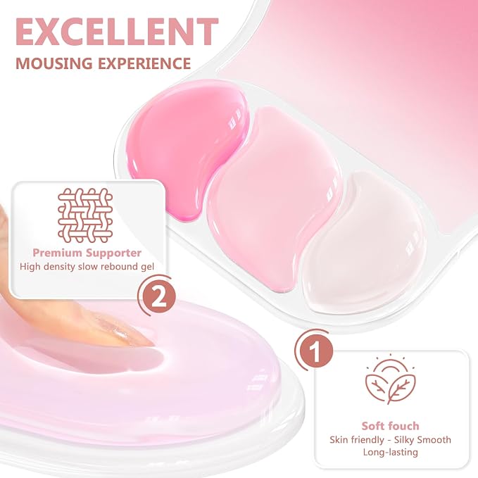 AKIT Ergonomic Mouse Pad and Keyboard Wrist Rest Set,Gel Mousepad,Rose Pink - Image 3
