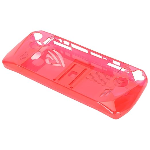 Clear Shockproof TPU Protective Case for ROG Ally Handheld 2023, Transparent Game Console Cover with Foldable Stand and Non - Slip Grip for Gaming Comfort (Transparent Red) - Image 2