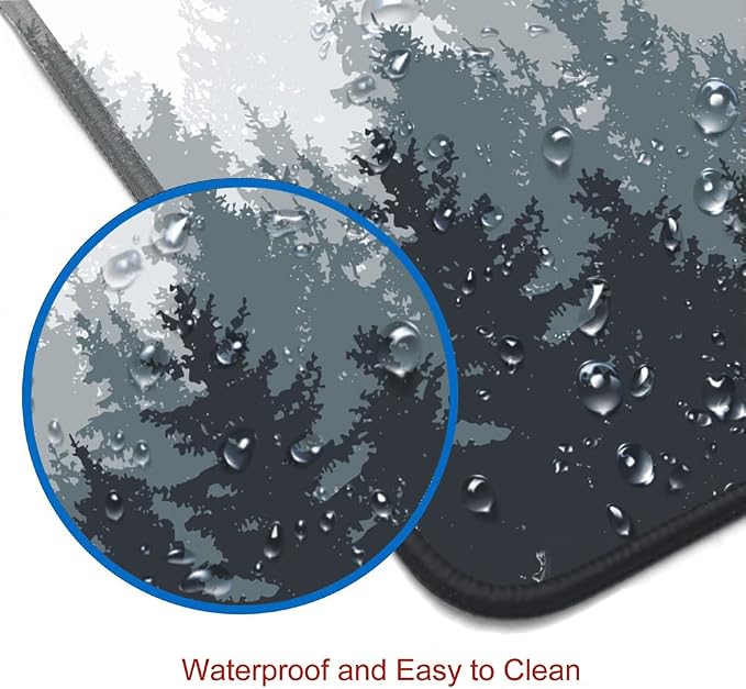 Gaming Mouse Pad Large, Keyboard Mouse Mat Desk Pad, Non-Slip Rubber Base with Stitched Edges Mousepad, 31.5X11.8 inch Misty Forest Tree - Image 5