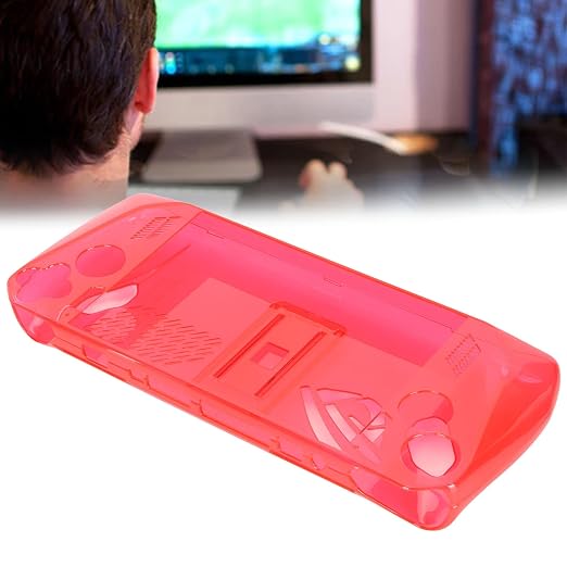 Clear Shockproof TPU Protective Case for ROG Ally Handheld 2023, Transparent Game Console Cover with Foldable Stand and Non - Slip Grip for Gaming Comfort (Transparent Red) - Image 7