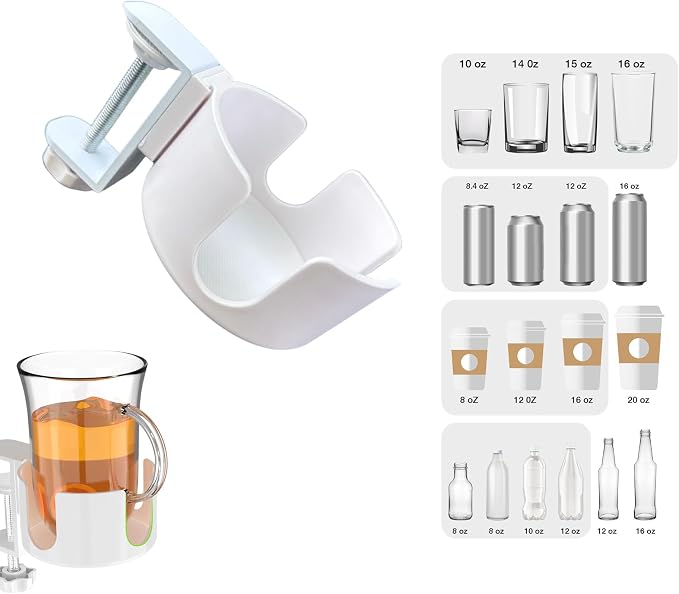 Practical Desk Mounted Cup Holder Trendy Space Saving Drink Clip for Workstations Adjustable Sturdy Desk Attachment - Image 6