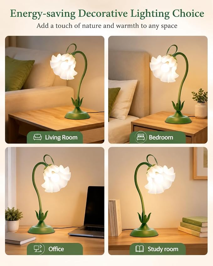 WERFOP Flower Table Lamp Cute Desk Lamp for Bedroom Home Decor - Image 5