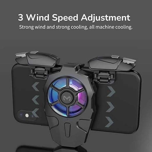 Yoidesu Mobile Game Controller with Cooling Fan, Mobile Game Joystick Gamepad, RGB Light, 3 Speed Wind, Long Battery Life, Foldable Portable Gaming Radiator for Phone - Image 2