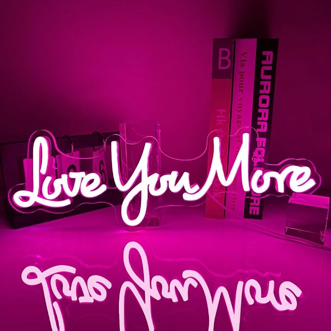 Love You More Neon Signs for Wall Decor, Love Neon Sign for Girls Bedroom Decoration, USB Powered LED Neon Light Sign for Wedding Party Birthday Valentine's Day Gift by Unknown