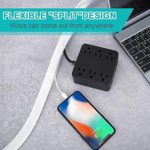 6.6ft - 1 inch White Cable Sleeve, Cable Organizer for Desk PC TV Computer, Wire Protector Cable Wrap Cover, Cord Management for Home Office - Image 5