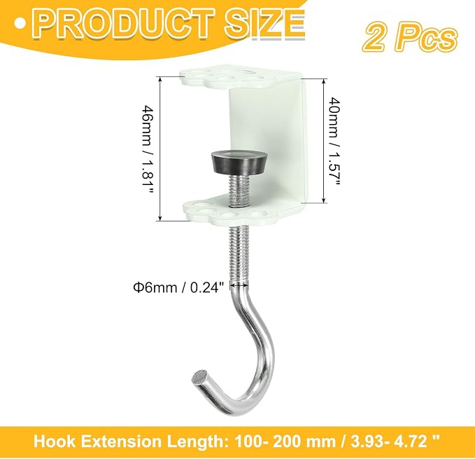 PATIKIL Desk Hook, 2Pcs Desk Mount Bag Holder Hook Cat Claws J Hooks for Hanging Bag Backpack Under Desk Clamp Purse Adjustable Headphone Table Closet Door Under Counter, Green - Image 2