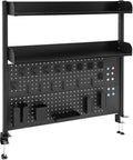 Desk Pegboard, Clamp On Desk Organizer Shelf, Desktop Bookshelf Storage Shelves, Privacy Panel for Home Office Dorm Gaming Desk, Carbon Steel, 39.4" x 37.4", Black by banborba