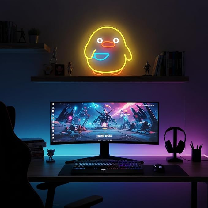 Duck Neon Sign USB Powered Dimmable Cute Yellow Duck LED Wall Light - Image 2