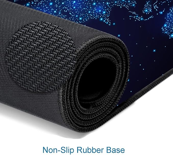 Large Gaming Mouse Pad with Stitched Edges, Desk Pad Extended Keyboard Mat, Non-Slip Rubber Base Mousepads for Laptop, Office, Home, 31.5X11.8 inch Galaxy World Map - Image 4