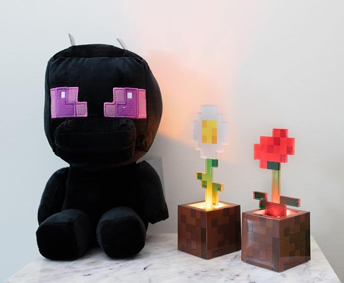 Minecraft Daisy and Poppy Flower Pot Mood Lights, Set of 2 | Nightstand Table Lamp with LED Light for Bedroom, Desk, Living Room | Home Decor Room Essentials | Video Game Gifts and Collectibles - Image 5