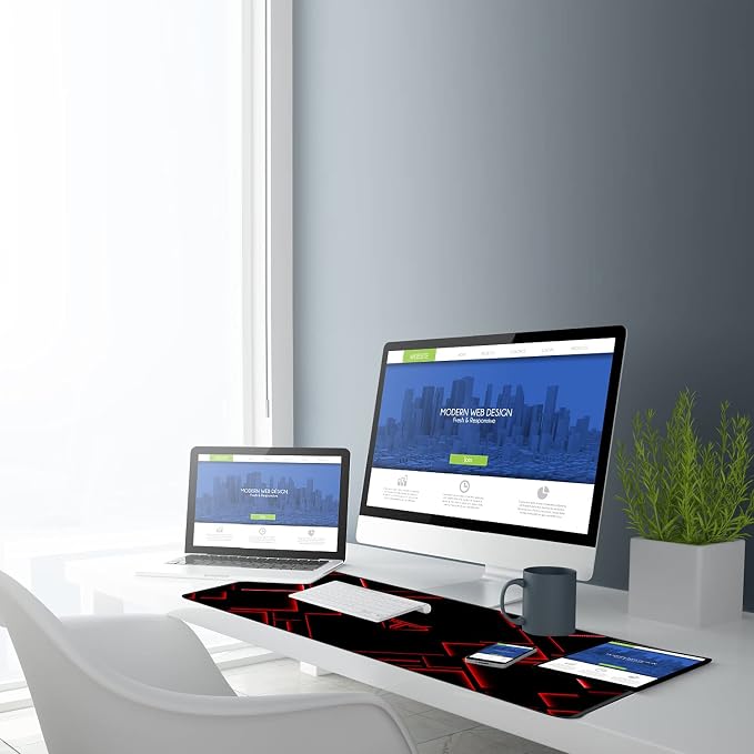TEDNETGO Large Mouse Pad, Gaming Long Mouse Pad, Waterproof Extra Large Big Mousepad with Stitched Edge, XXL Non-Slip Computer Computer Keyboard Pad Mat for Gamer/Desktop/Office/Home, RED - Image 6