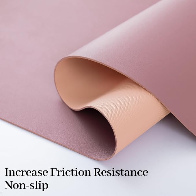 Leather Desk Pad Mat, Dusty Pink Desk Mat, 23.6" x 13.7" | Non-slip and Waterproof Computer Mat, Desk Protector for Office/Home, Desk Accessories for Women - Image 2