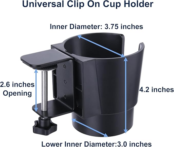 Universal Large Desk Cup Holder Clamp on, Heavy Duty Plastic Drink Holder - Image 4
