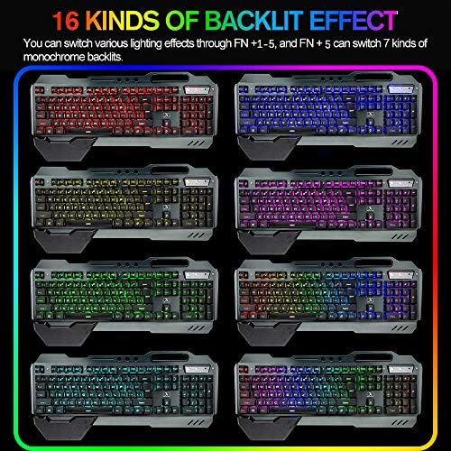 Wireless Gaming Membrane Keyboard Mouse and Bluetooth Headset Kit-Black RGB - Image 3