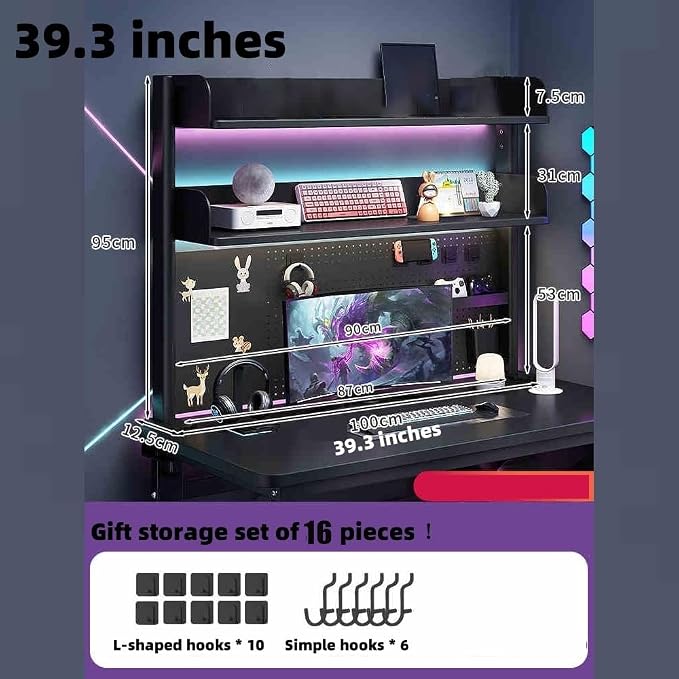 Pegboard with Dual Monitor Stand, Steel Pegboard for Desk, Computer Accessories for Office, Clamp on Desk Organizer Shelf, BLACK Desk Extender Workstation, Privacy Panel for Gaming Desk(39.3") - Image 3