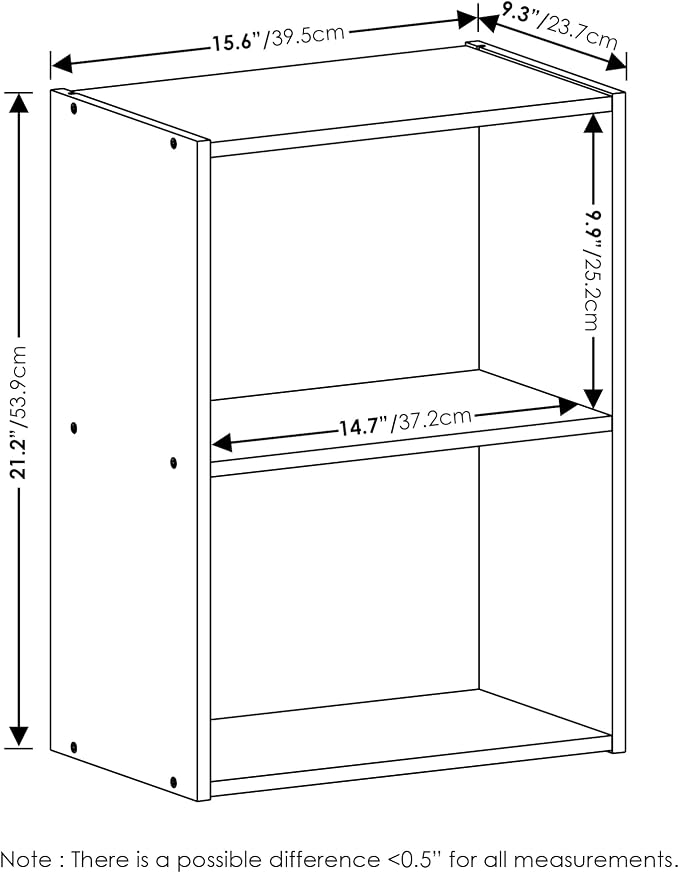 Furinno LUDER 2-Tier Book Shelf, Open Shelves Bookshelf, French Oak - Image 3