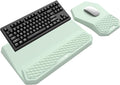 3-in-1 Ergonomic Keyboard Stand with Wrist Rest & Mouse Pad Set,Light Green | Comfy Keyboard Riser Holder Soft Mousepad with Massage Design, Memory Foam and Non-Slip PU Base for Pain Relief by abcmat