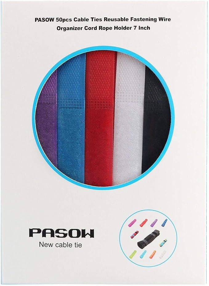 50pcs Cable Ties Reusable Fastening Wire Organizer Cord Rope Holder 7 Inch (Multi-Colour2) - Image 7
