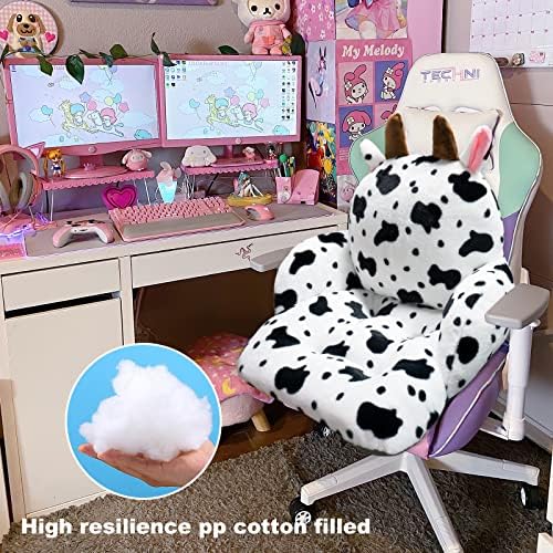 Desk Chair Pillow, Cute Seat Cushion, Cow, 17"x16.5" | Cute Soft Computer Chair Cushion, 2 Ties Prevent Slipping, for Office Desks, Gaming and Adult Floor Seating - Image 5