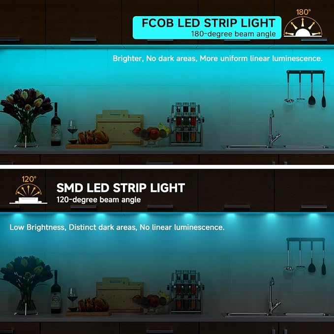 BTF-LIGHTING 5V USB COB LED Strip Lights 6.56FT Ice Blue Color for TV - Image 2