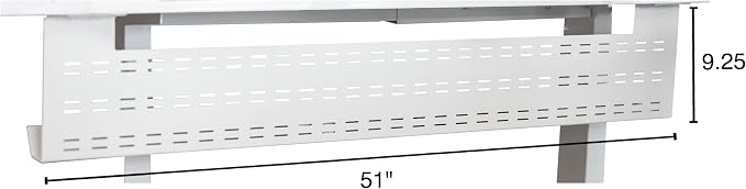 Stand Up Desk Store Under Desk Cable Management Tray Black Horizontal Computer Cord Raceway and Modesty Panel (White, 51") - Image 4