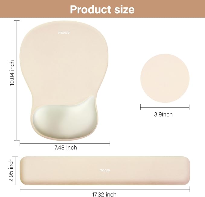 MOSISO Wrist Rest Support for Mouse Pad & Keyboard Set, Khaki - Image 6