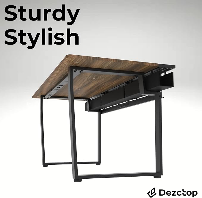 Dezctop Bifrost 160 63W x 28D Gaming PC Computer Desk with Shelves, Large Workstation for Gamers or Home Office with Pegboard, Built-in Cable Management, Stainless Steel Frame (Walnut) - Image 7