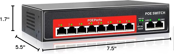 STEAMEMO PoE+ Switch, 8 Port Managed PoE Ethernet Switch(8 POE Ports +2 Uplink),120W Built-in Power, Support VLAN, QoS, Fanless Metal, Plug & Play (Desktop/Wall Mount) - Image 10