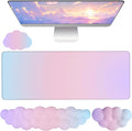 Cloud Mouse Pad Keyboard Wrist Rest 4PCS Extended Large Pink Sky Desk Mat Pad Set Memory Foam Non-Slip Cute Ergonomic Gaming Mouse Pad Wrist Support for Computer Laptop Home Office Pink Purple by WFCYGL