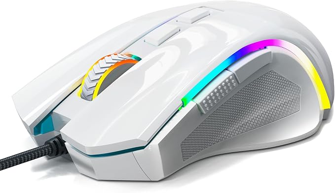 Redragon M602 Gaming Mouse, Ergonomic RGB Gaming Mouse Wired with 7200 Adjustable DPI, 9 Programmable Buttons, Professional Software for Gamer Office [White] - Image 9