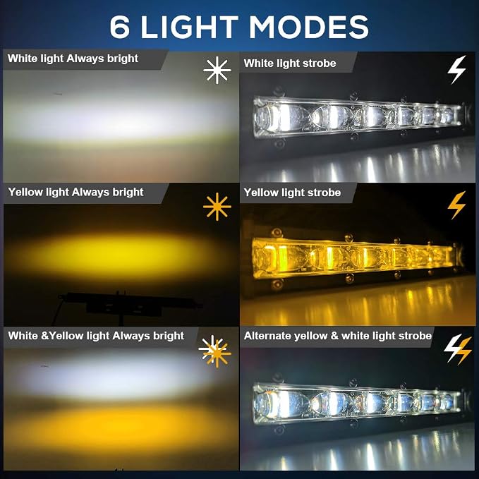 CO LIGHT Led Light Bar Single 7 inch Slim Single Row Lightbar Driving Combo Beam Off Road Fog Work Lights with Mounting Brackets & 6D Reflectors for Truck, Car, Cabin, Boat, ATV, UTV - Image 2