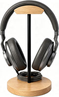 Headphone Stand Nature Wood & Metal Headset Hanger Mount Hook Gaming Holder Desktop Earphone Artful Functional Craftmanship Stand for All Headsets with Solid Wooden Base by Bliocefo