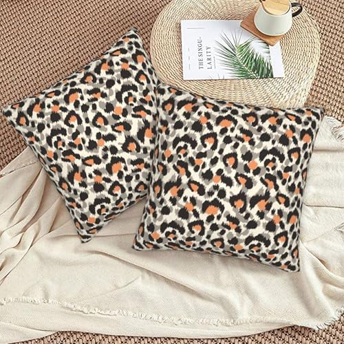 Cheetah Animal Print Pillowcase Set of 2 Leopard Throw Pillow Covers Shells for Couch Office Bedroom Home Decoration, 18"X18" - Image 5