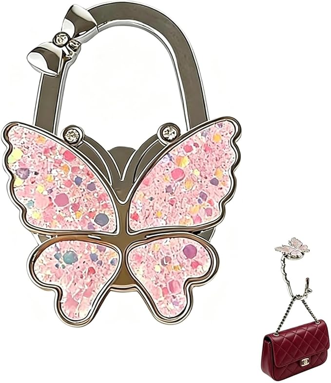 Chedin Pink Under Desk Bag Hook, Adjustable Table Side Hook, No Drill Desk Mount Hanger for Office, Dorm Room, Home - Holds Purses, Backpacks, Headphones, Water Bottles by Unknown