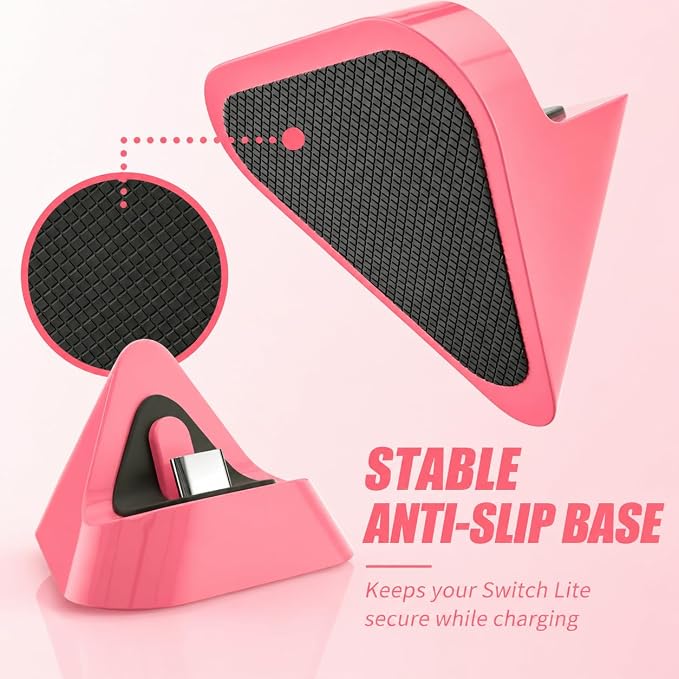ECHZOVE Nintendo Switch Lite Charger, USB-C Dock Stand, Switch Lite, Coral - Image 4