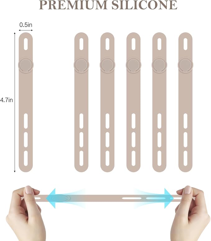 Donruby 30Pcs Silicone Cable Ties, Reusable Cord Organizer Straps, Khaki - Image 2