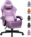 GTPLAYER Gaming Chair Fabric with Pocket Spring Cushion, High Back Ergonomic Computer Chair with Footrest for Adults Lumbar Support Swivel Game Chair for Office Gaming 350LBS, Light Purple by GTPLAYER