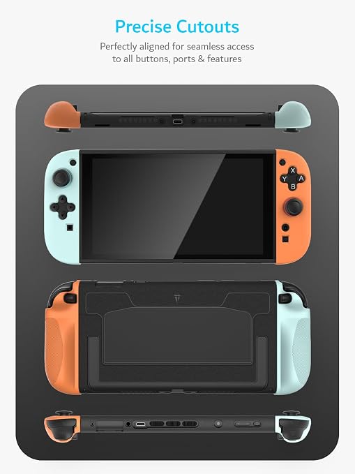 TUDIA Snap-On Case Compatible with Nintendo Switch 2 (2025) - [Kickstand Access] Dockable Slim Scratch-Resistant Console PC Cover with Enhanced Shockproof TPU Handheld Grip (Red/Blue, Black Back) - Image 6