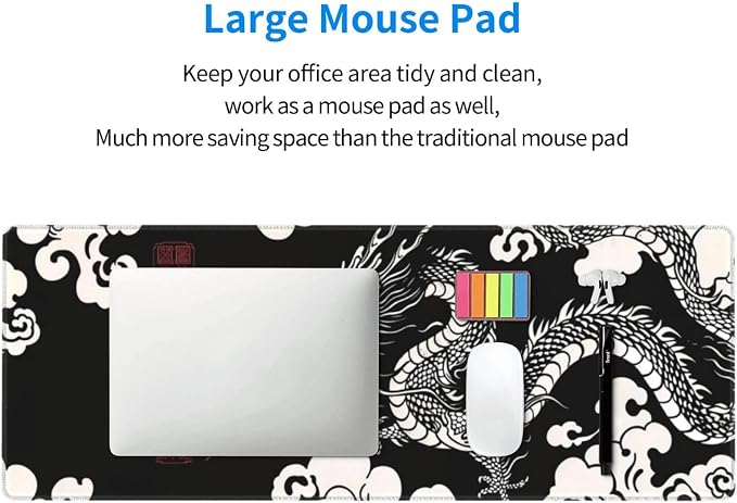 Gaming Mouse Pad Desk Pad,Extended Big Mouse Pad,31.5x11.8 Inch Long Computer Keyboard Mouse Mat Mousepad with 3mm Non-Slip Base and Stitched Edge for Gaming and Office… (Loong) - Image 6