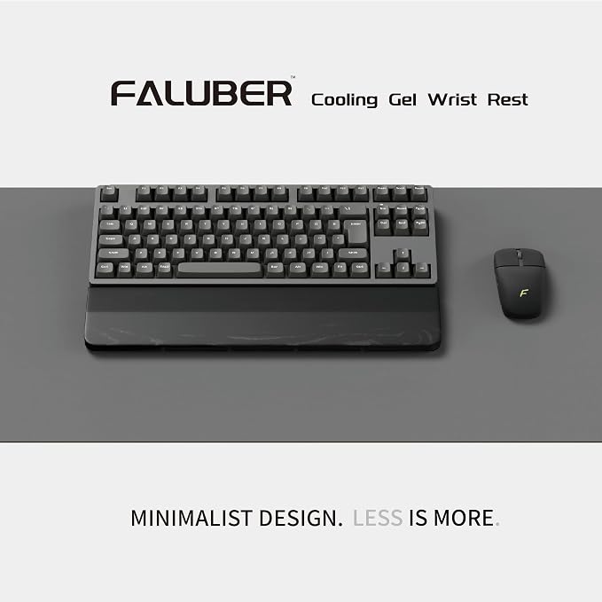 Faluber Wooden Wrist Rest Black Lacquered, 14.2-inch Length and 20mm Thickness for Tenkeyless Keyboard, Ergonomic Palm Rest for Mechanical Keyboard, Stain Resistant (Tenkeyless-360mm, Black Lacquered) - Image 2