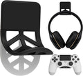 Wall Mount Headphone Stand, 2-in-1 Bendable Silicone Controller Holder, Adhesive Under Desk Hook for Gaming Office & Home, Fits All Headphones for PS5 Xbox Controllers - 1 Pack (Black/White) by Nezylaf