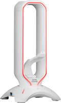 Mars Gaming MHHPROW, Gamer Headset Stand with 2xUSB HUB + Bungee Mouse, White by Mars+Gaming