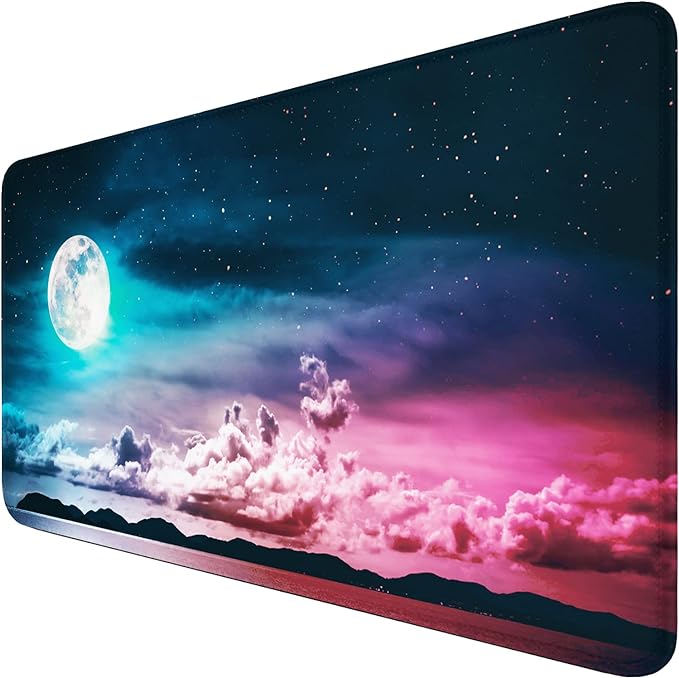Large Mouse Pad, Gaming Mousepad, 31.5x15.7x0.12 in Extended Mouse Mat Non-Slip Spill-Resistant Desk Pad with Special-Textured Surface, Anti-Fray Stitched Edges for Esports Pros/Office/Home by Hsmienk