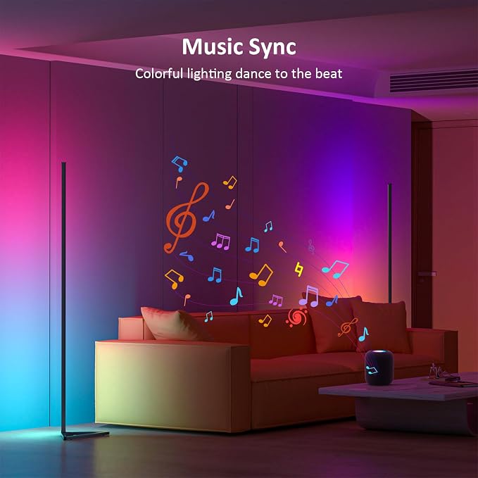 MIHEAL RGB Floor Lamp,16 Million Colors LED Floor Lamps 56" Lamps for Living Room with Music Sync,Standing Lamp with App and Remote Control,Gaming Ambient Lighting Corner Lamp Bedroom Decor - Image 7