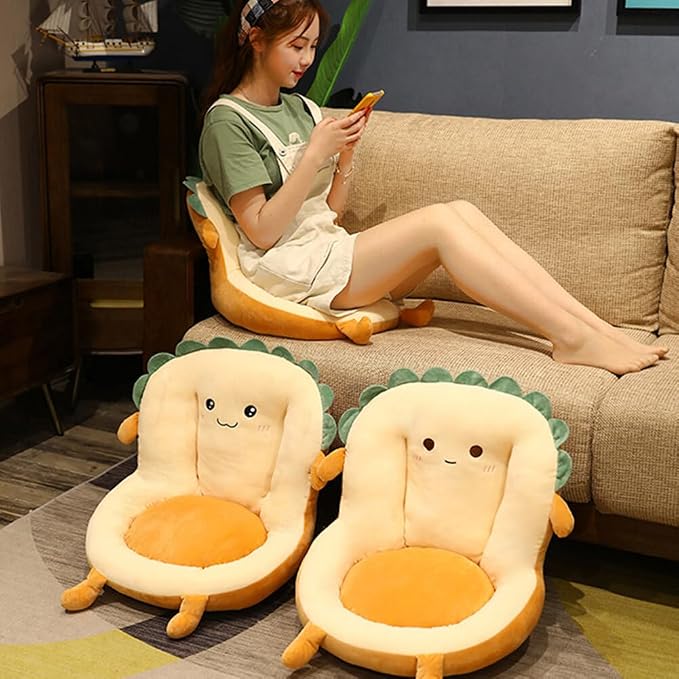 Cute Toast Seat Cushion with Backrest - Kawaii Office Chair Cushion - Soft Gaming Chair Cushion - Image 7