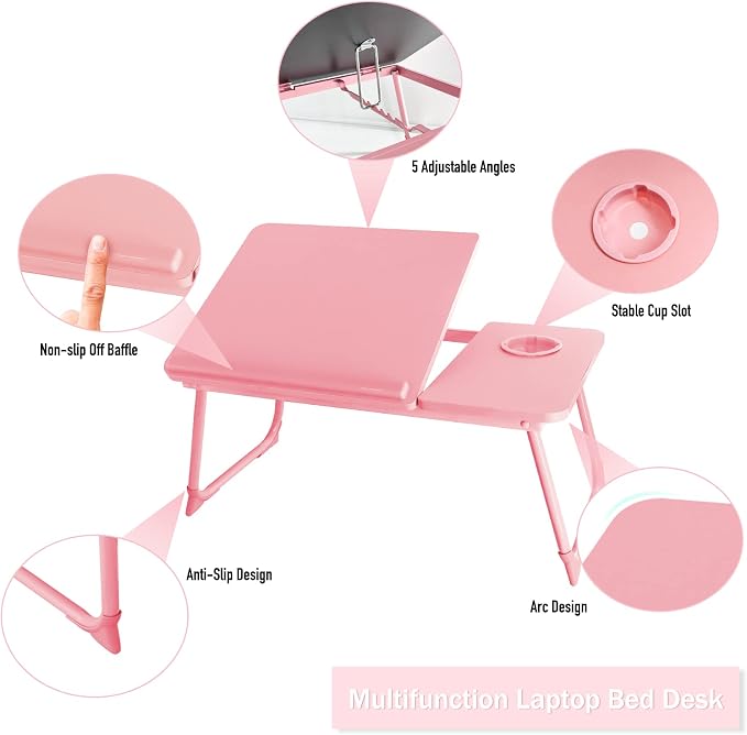 Laptop Bed Desk for Couch, 5-Angle Adjustable Laptop Bed Table for Adults - Image 3