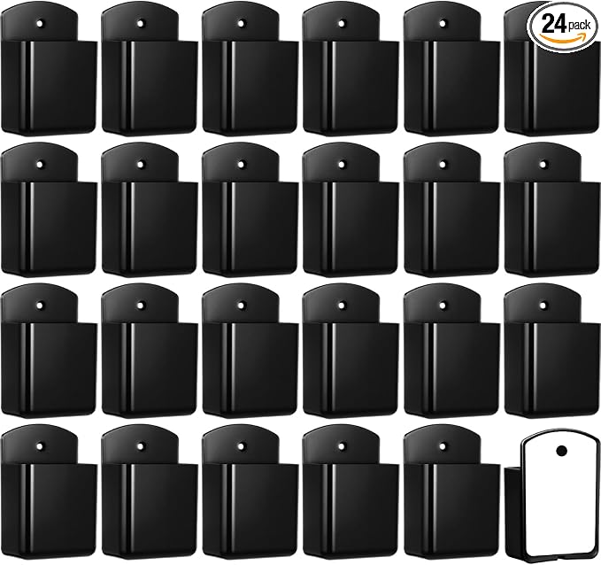 Leinuosen 24 Pcs Remote Control Holder Wall Mount Self Adhesive TV Controller Holder Black TV Remote Organizer Wall Pen Organizer for Home Office School Storage Accessories by Leinuosen